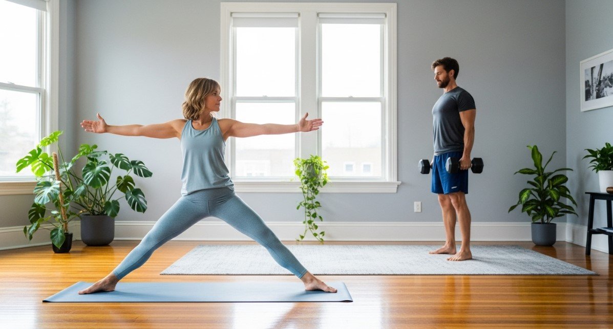 You can couple yoga and strength training together