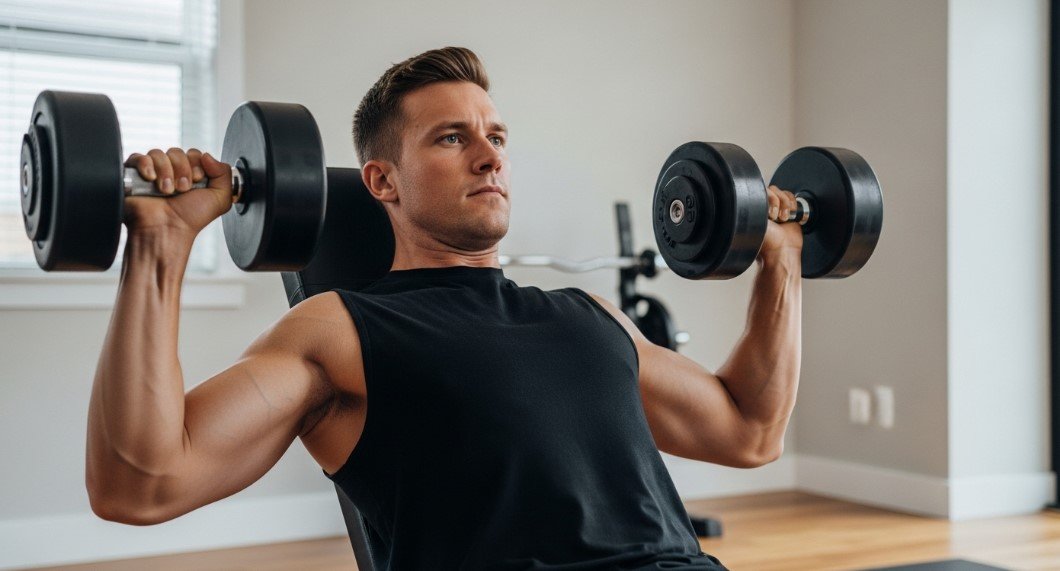 A man working out with dumbbells