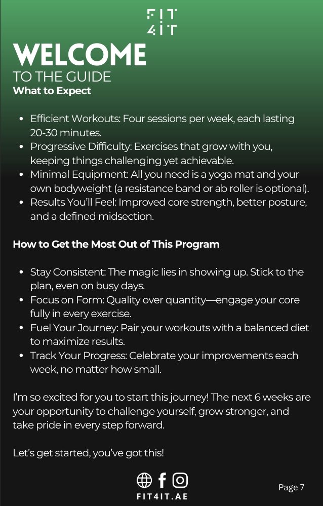 6 week core plan overview