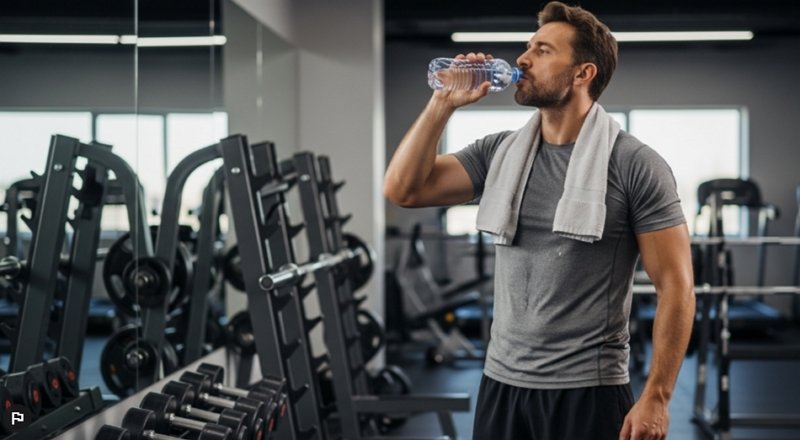 A man drinking water