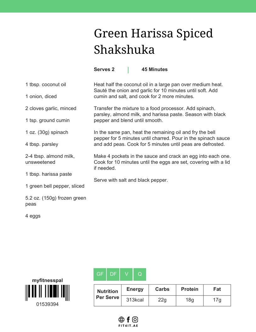 Green Harissa Spiced Shakshuka recipe