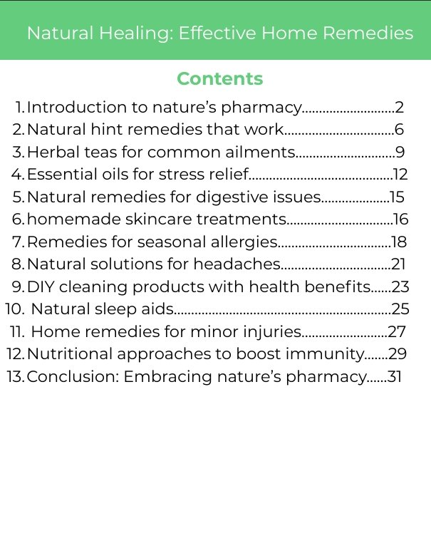 natural healing contents