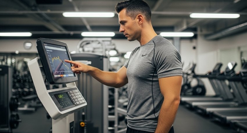 A man tracking progress while working on body recomposition strategies